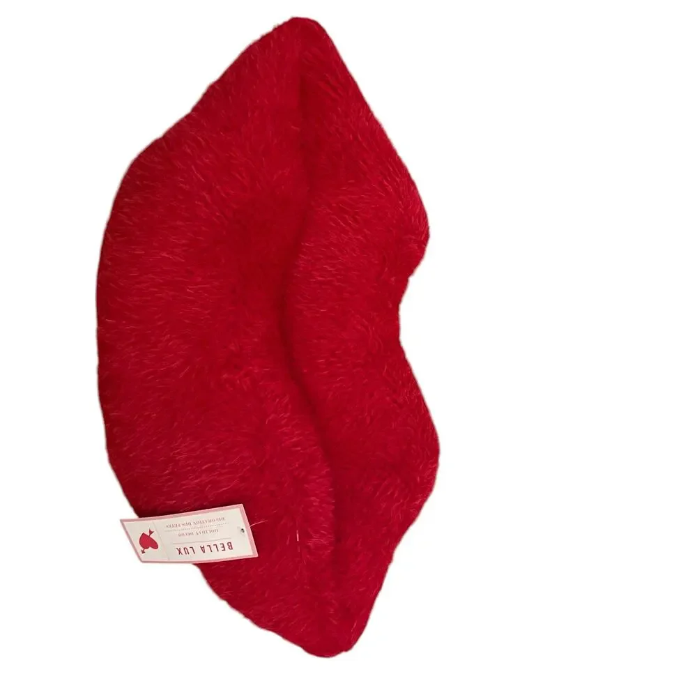 Bella Lux Valentine's Red Lip Shaped Decorative Pillow 9.5x19 New